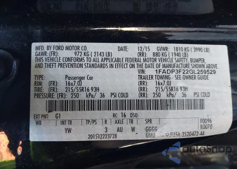 2016 Ford Focus Se from USA, damaged, VIN 1FADP3F22GL259529